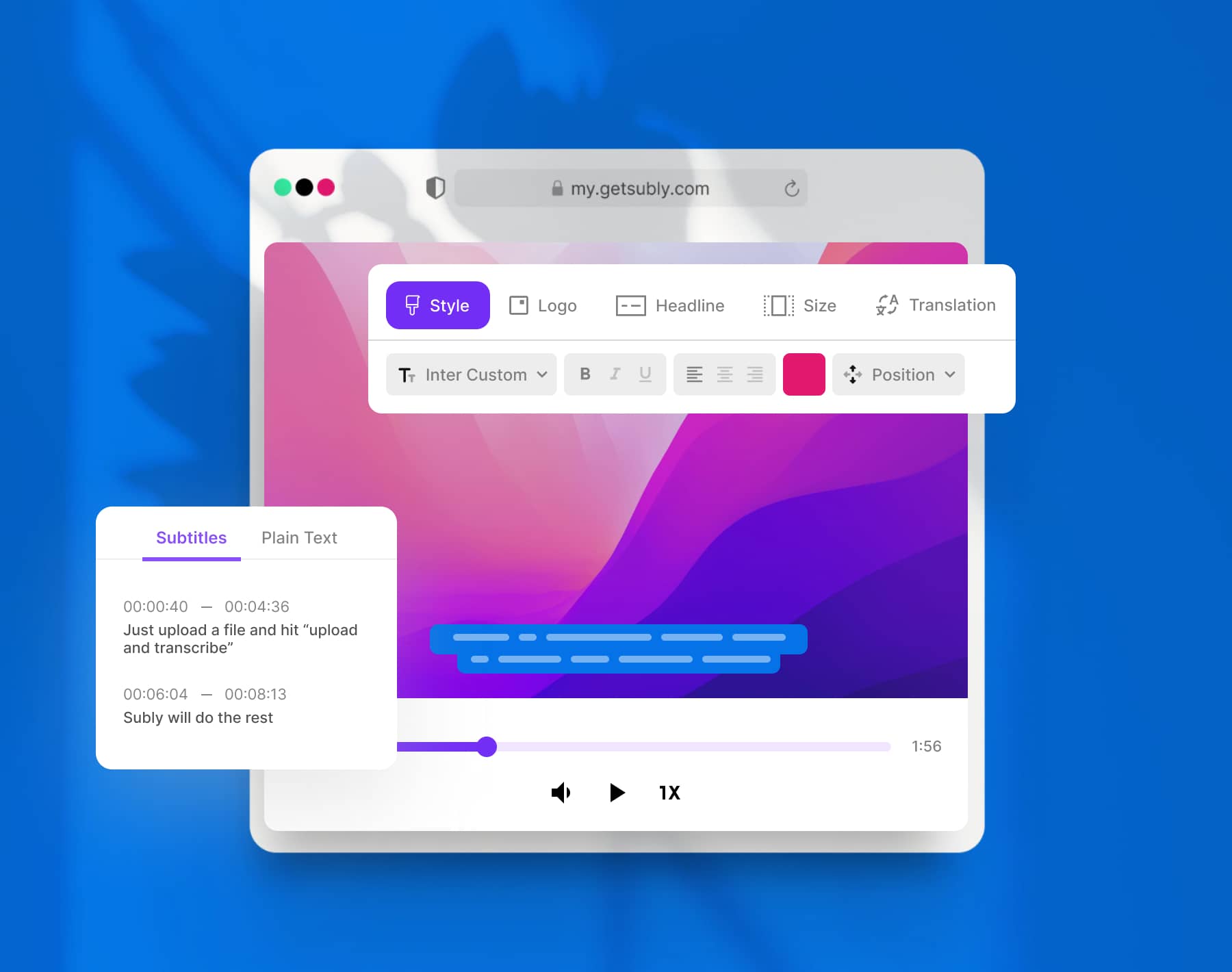 Audio to Video AI Audio Subtitles Subly